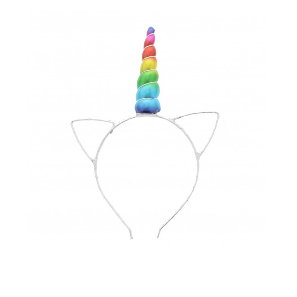 Zac's Alter Ego - Unicorn with rainbow horn Ohren Haarband - Silberfarben/Mehrfarben